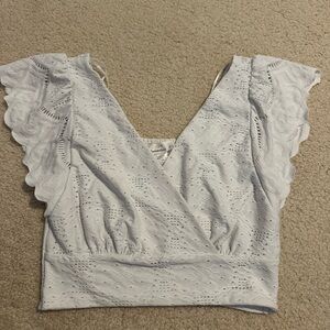 URBAN Romantics Light Gray Eyelet Blouse